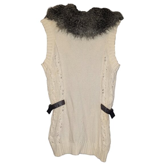 Guess ViVi Sweater Faux Fur Sweater Vest Sz L - Picture 4 of 9